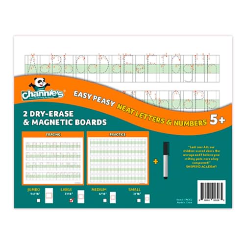 Channie's Visual Dry Erase Number & Alphabet Magnetic Board, Reusable Number & Letter Tracing Board for Kids Ages 3+, with Color-Coded Blocks, Practical 2 Pack + 1 Black Marker - style: Visual Dry Erase Alphabet Magnetic Board