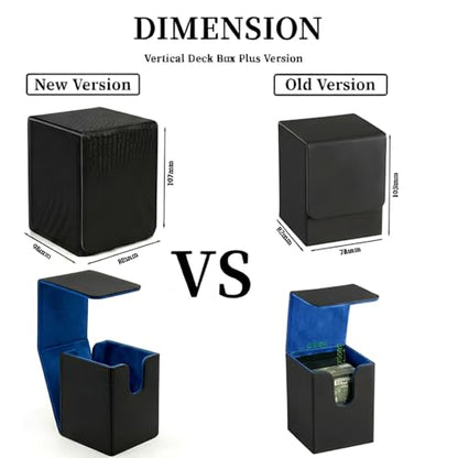 Vertical Deck Box Plus Version, Large Trading Card Case Fits 100+ Double Sleeved Cards, Premium Saffiano Leather TCG Storage for MTG Commander, Pokémon, TCG, CCG, Magnetic Closure -Black+Blue - color: VP Black+Blue