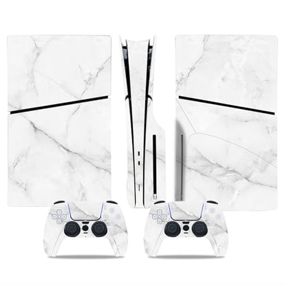 Console Skin Sticker Wrap Compatible with PS5 Slim Disc (White) | Protective Vinyl Decal, Game Controller Cover - color: White