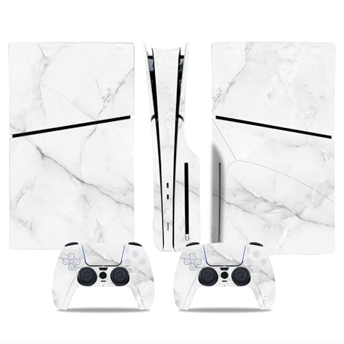 Console Skin Sticker Wrap Compatible with PS5 Slim Disc (White) | Protective Vinyl Decal, Game Controller Cover - color: White
