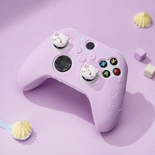GeekShare Protective Skin Grips Set Compatible with Xbox Series X/S Controller, Sweet Purple Silicone Cover Case for Xbox Controller with 2 Thumb Grip Caps and 2 Stickers - Mikko