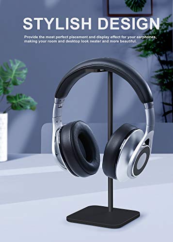 Headphone Stand for Desk, Aluminum Headset Stand (Black) | Headphone Stand for Desk with Heavy Base & Anti-Slip Pad Compatible All Headphones - color: Black