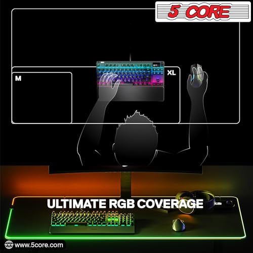 5 CORE RGB Gaming Mouse Pad Medium 11.8x9.8 Inch 12 LED Lighting Modes Desk Mouse Mat Non-Slip Rubber Base Waterproof Mousepad for Gaming MP 300 RGB