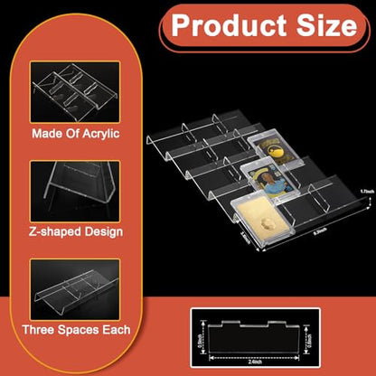 WANGDEFA Acrylic Card Tray 15 Slot Organizer Display Storage for Office Home (Without Cards)