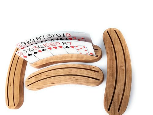 Solid Cherry Wood Playing Card Holders, Handcrafted in USA, Set of 4