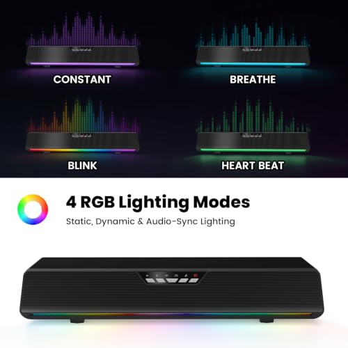 Computer Speakers for Desktop PC, Computer Sound Bar with Detachable Microphone,Gaming Speakers, Plug & Play, PC Speakers for Laptop, Tablet