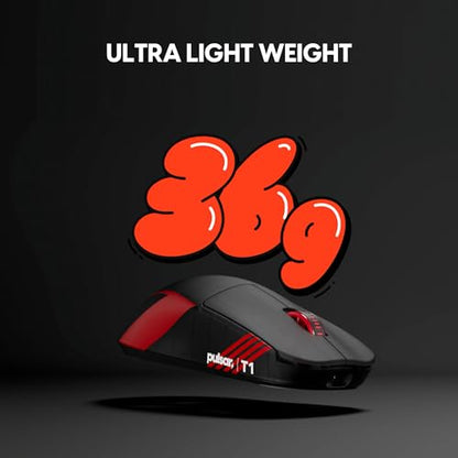 Pulsar Gaming Gears X2 Crazylight Wireless Gaming Mouse, Ultra Lightweight 1.27 oz (36g), Optical Switch, 32000 DPI, 750 IPS, XS-1 Sensor, 8k Compatible (Mini, Black, T1 Edition) - color: T1 Edition (Black), size: Mini, style: X2 CrazyLight