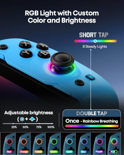OIVO VGA DESIGN Switch Controller Handheld for 1/2/OLED, Ergonomic Grip Stretch Joypad for SW Console, Wireless Controller with TMR Joysticks, RGB Lighting, Turbo, 4 Macros & Card Slot - color: Blue & Orange