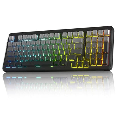 DAREU EK98PRO Wireless Mechanical Keyboard, Gasket Hot Swappable Custom, Pre-lubed Linear Switches, Side Printed PBT Keycaps, BT5.0/2.4GHz/USB-C, RGB Backlit Gaming Keyboard for Win/Mac - color: Cloudy Aqua