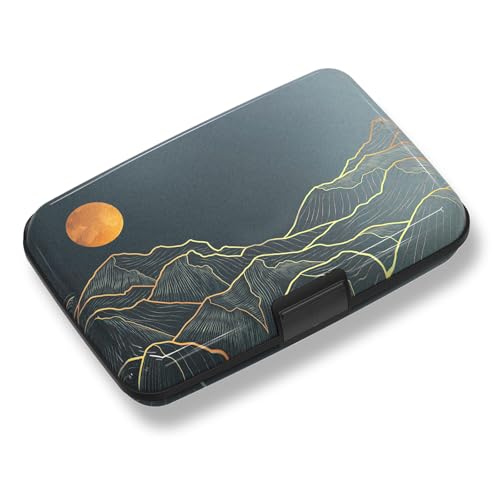 Credit Card Holder, Mini RFID Small Aluminum Card Wallet Business Card Case | Blocking Slim Metal RFID Blocking Front Pocket Wallet Hard Case Durable CC Holder for Men Boy, Cool Abstract Mountain - color: Cool Abstract Mountain