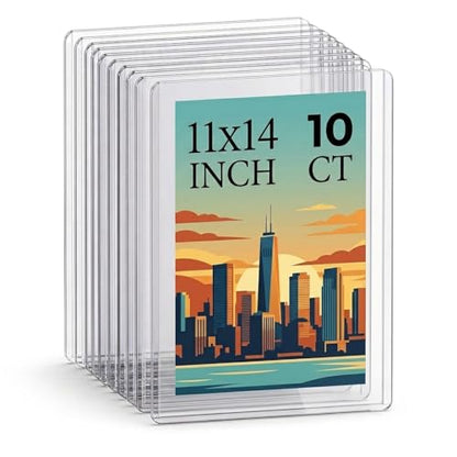 11x14 Toploaders 10ct - Ultra Durable Card Protectors for Graphic Art, Photos & Poster - Crystal Clear PVC, Archival-Safe, Fit 11x14 Inch Sheets - size: 11x14