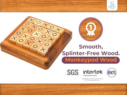 BSIRI Pushing Me Wooden Tic Tac Toe Game- Tabletop Board Games for Farmhouse Decor, Coffee Table Decor, Unique Gifts Fun Gifts for Adults. Perfect for Game Night,Family Games (5 Inch) - style: PushingMe