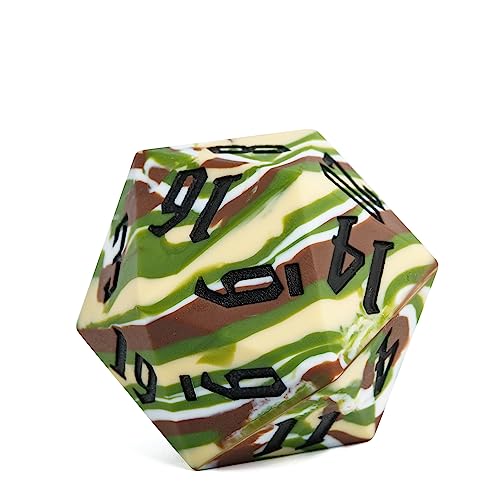 55mm Silicone D20 DND Dice, Large D20 Single 20 Sided D&D Dice | Soft & Comfortable Touch, Perfect Bouncer, Gift Box, Compatible with Dungeons and Dragons RPG Bar Pub Club Party Games - color: Forest Camo