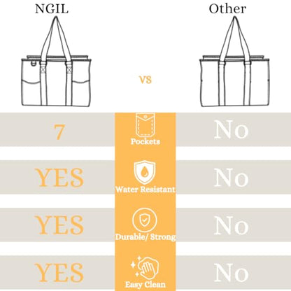 NGIL Utility Water Resistant Tote Bag | Work Tote for Women, Nurse Bag, Teacher's Choice Purse, Gym Bag, Everyday Organizer Top Zipper Closure - color: Blue Nurse-navy