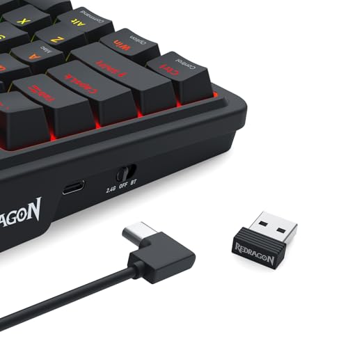 Redragon K719 Wireless Gasket Gaming Keyboard w/Hype Screen & Knob, 95 Keys Mechanical Keyboard, Easy-Control 1.14’’ TFT Info Display, 5-Layer Noise Dampening, Custom Linear Switch, Essential Black - color: Essential Black