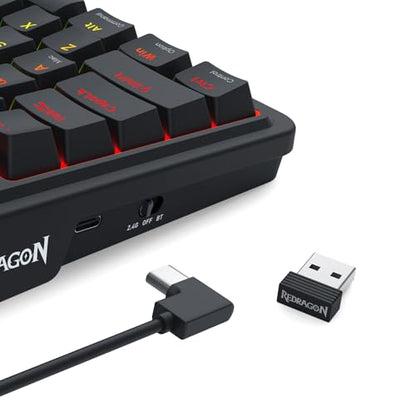 Redragon K719 Wireless Gasket Gaming Keyboard w/Hype Screen & Knob, 95 Keys Mechanical Keyboard, Easy-Control 1.14’’ TFT Info Display, 5-Layer Noise Dampening, Custom Linear Switch, Essential Black - color: Essential Black