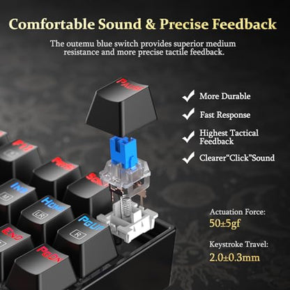 Redragon K552P Mechanical Gaming Keyboard TKL with 18 Backlight Modes, Hot-Swappable Blue Switches, 87-Key Compact Ergonomic Design, N-Key Rollover & Software Programmable Macro - RGB, Black - color: Black RGB