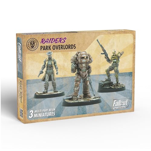 Modiphius: Fallout: Wasteland Warfare - Raiders Overlords - 3 Figures, Nuka World Wave, 32mm Multi-Part Resin Unpainted Miniatures, RPG, Scenic Bases - style: Overlords