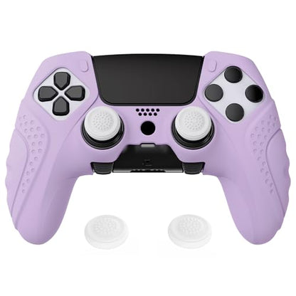 PlayVital Guardian Edition Anti-Slip Ergonomic Silicone Cover Case for ps5 Edge Controller, Soft Rubber Protector Skin for ps5 Edge Wireless Controller with Thumb Grip Caps - Mauve Purple - color: Mauve Purple