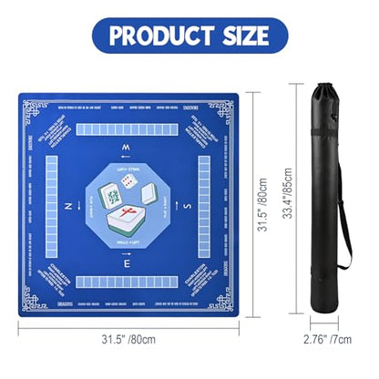 Goldge Mahjong Table Mat - 32" x 32" Mahjong Mat | Waterproof Non-Slip， Ideal for Table Games, Cards, Dominoes, and Board Games - color: Blue