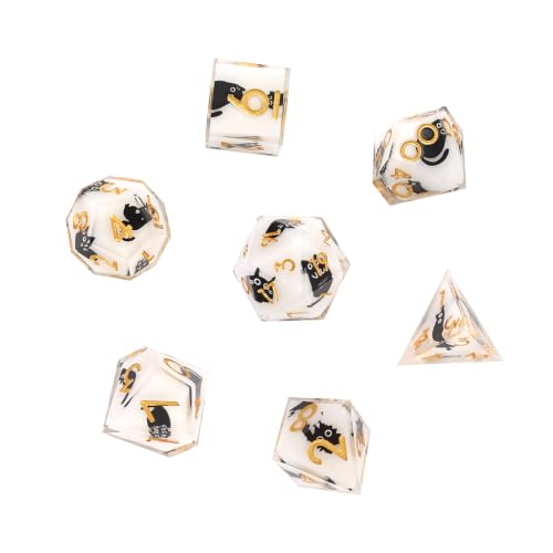 Metal Dice Set DND 7pcs with Gift Box - RPG Gift for Gamers(Cat) | Elegant gift box included, making it the ultimate present for roleplaying tabletop gamers and D&D enthusiasts - color: Cat