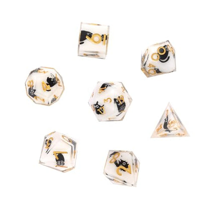 Metal Dice Set DND 7pcs with Gift Box - RPG Gift for Gamers(Cat) | Elegant gift box included, making it the ultimate present for roleplaying tabletop gamers and D&D enthusiasts - color: Cat