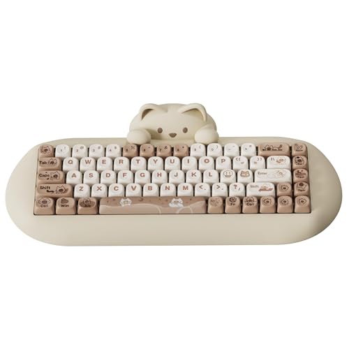 YUNZII C68 Silicone Cute Cat Mechanical Keyboard (Brown,Cocoa Cream Switch) | Wireless Triple Mode BT5.0/2.4G/Wired, RGB Backlit NKRO, Cute Cat Silicone Ergonomic Design for Win/Mac - color: Brown, size: Cocoa Cream V2 Switch