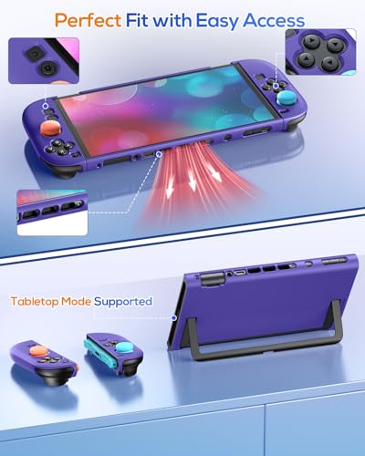 FYOUNG Protective Case for Nintendo Switch 2 2025, Slim Cute Hard Shell | Switch 2 Cute Case, Scratch&Shock Protection Cover with Screen Protector, 8 Thumb Grip (Solid Purple, Switch 2 7.9inch) - color: Solid Purple