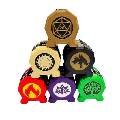 MTG Life Counter, 00-99 Range Poison Counter Wheel with Lotus Symbol, Readability Health Tracker Dial for Commander EDH Damage, Friday Night Magic, RPG TGG Card Games - color: Lotus (Purple + White), size: 2-Grid Game Counter