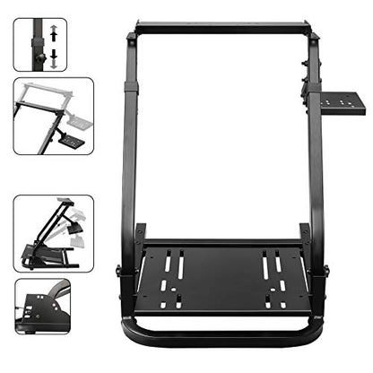 JIE JIN Racing Wheel Stand Steering Wheel Stand Gaming Cockpit Height Adjustable Foldable Gaming Racing Simulator Wheel Stand for Logitech G920 G29 G27 G25 Ps4 T300rs 458 T80, Wheel&pedal Not Included