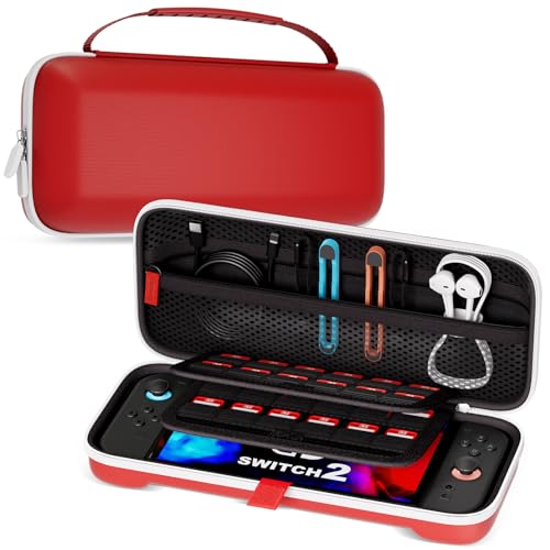 ProCase Carrying Case for Nintendo Switch 2 2025, Slim Travel Case -Red | Hard Portable Storage Bag with 24 Game Card Slots, Protective Pouch for Switch 2 Console & Accessories, Slim Fit - color: Red, size: for Nintendo Switch 2 (2025 Release)