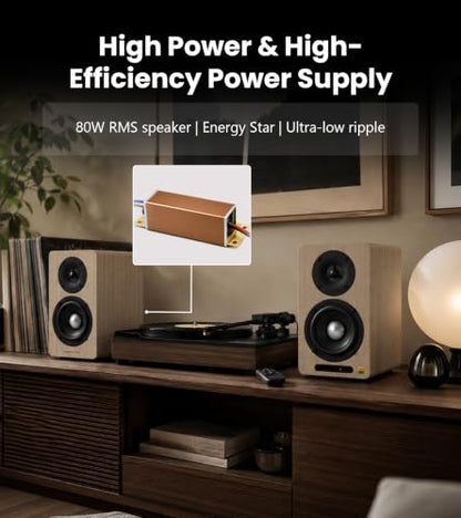 Edifier Airpulse A60 Desktop Hi-Res Bluetooth Bookshelf Speakers, Walnut | Planar Tweeter, Hi-Res Audio, Bluetooth 5.1 aptX HD, DSP Crossover, Multi Input, Sub Out, MDF Wooden Cabinet - color: walnut