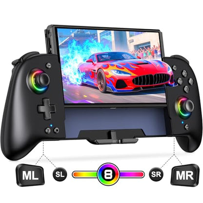 Gammeefy Switch Controller – Hall Effect Joysticks & Enhanced Grip – One Piece Switch Joypad Replacement Switch Pro Controller with 8-Color RGB Lighting, Turbo, Macros - Black, 6.2"/7" - color: Black, size: 6.2"/7"