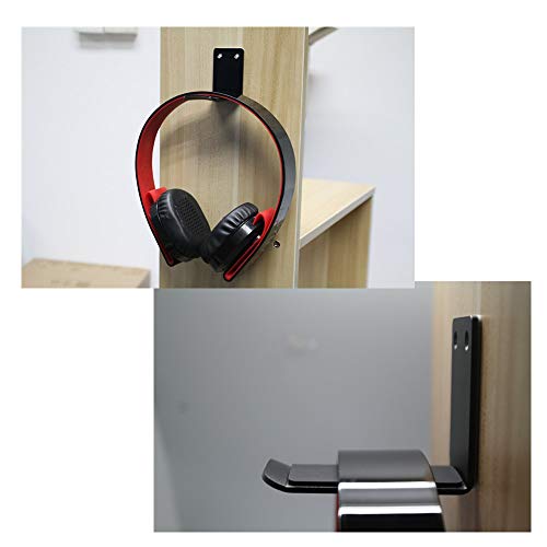 Headphone Stand Holder Stick-On Adhesive Hooks Under-Desk Earphone Stand Headset Hanger Mount 2 Pack Aluminum Wallmount Hook Clamp Headphone Desk Hanger (2 silver)