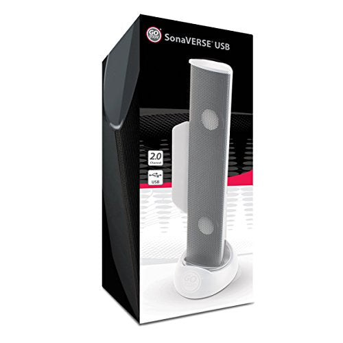 GOgroove SonaVERSE 노트북 컴퓨터용 USB 스피커 - 모니터용 클립온 휴대용 외부 스피커 디자인이 있는 USB 전원 미니 사운드 바, 디지털 오디오 입력 및 전원용 케이블 1개(화이트) - color: 화이트.