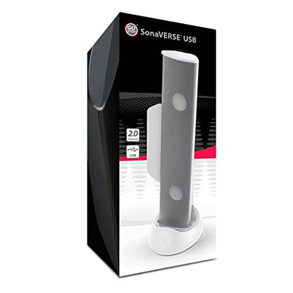 GOgroove SonaVERSE 노트북 컴퓨터용 USB 스피커 - 모니터용 클립온 휴대용 외부 스피커 디자인이 있는 USB 전원 미니 사운드 바, 디지털 오디오 입력 및 전원용 케이블 1개(화이트) - color: 화이트.