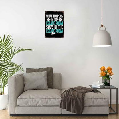 Escape Game Solving Metal Sign 8x12 Inch, Funny Aluminum Wall Decor, for Home, Office, Bedroom, Living Room, Kitchen, Garage, Wall Decoration