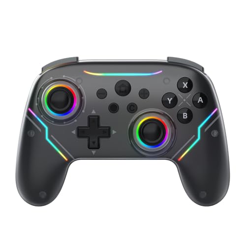 JDDWIN Wireless Pro Controller for Switch 2 with 9-Axis Motion Sensing,C Button,Hall Effect Joysticks, Wake-up/ RGB Light/FunctionTurbo/Marco/Programmable/Dual Vibration,3.5mm Audio Jack Gamepad forSwitch/Lite/OLED/PC (Black)