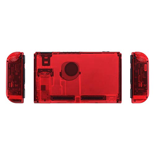 eXtremeRate DIY Replacement Shell Buttons for Nintendo Switch, Back Plate for Switch Console, Housing with Full Set Buttons for Joycon Handheld Controller - Clear Red [No Electronics Parts] - color: Clear Red