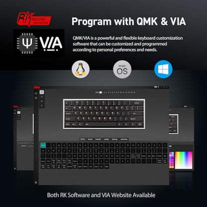 RK ROYAL KLUDGE RK61 Wired 60% Mechanical Gaming Keyboard Programmable QMK/VIA RGB Backlit 61 Keys Ultra-Compact Hot Swappable Red Switch Black - color: Black, size: Hot-Swappable Red Switch