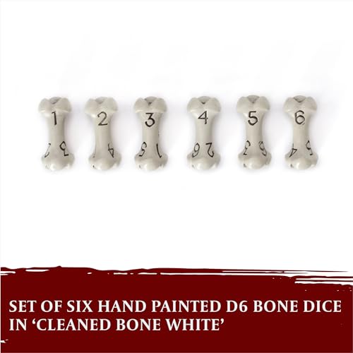 D6 Dice Set - Set of Six 6 Sided Dice - Skull & Bone Themed RPG Dice. Cool & Unique Gift and Compatible with Dungeons & Dragons (DND), D&D, Pathfinder, D and D. (Cleaned Bone White) - color: Cleaned Bone White, style: Six D6