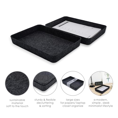 2pc Office desk drawer organizer tray documents Storage bin Charcoal - color: Charcoal
