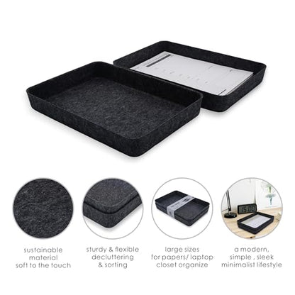 2pc Office desk drawer organizer tray documents Storage bin Charcoal - color: Charcoal