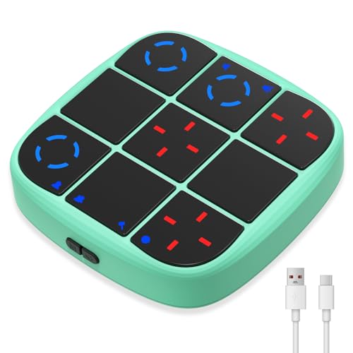 KOQQQ Rechargeable Tic-Tac-Toe Bolt Game, Upgraded 4-in-1 Handheld Puzzle Console, Electronic Educational Memory Game, Portable Travel Car Ride Board Games for Kids Adults (Cyan) - color: Cyan, size: Charging