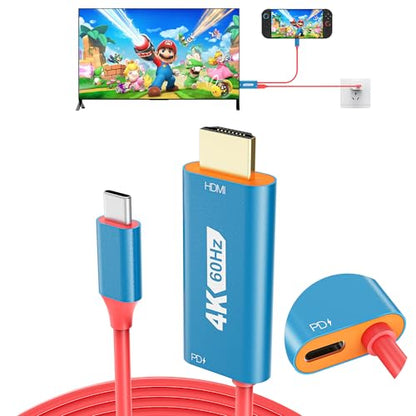 Switch 2 TV Adapter Docking Station, 4K@60Hz 18 Gbps USB C to HDMI 2.0 Adapter for TV/Monitor, 6.6ft 100W PD Play While Charging, Portable Travel TV Cable for Nintendo Switch 1 and 2/Steam Deck/OLED