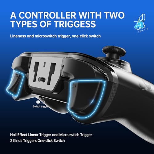 hosowe Wireless Mobile Gaming Controller Compatible for PC/Switch/Android/iOS, Interactive Screen PC Controller with Programmable, Hall Effect Joysticks&Triggers, Vibration, Motion Control (Black) - color: Black