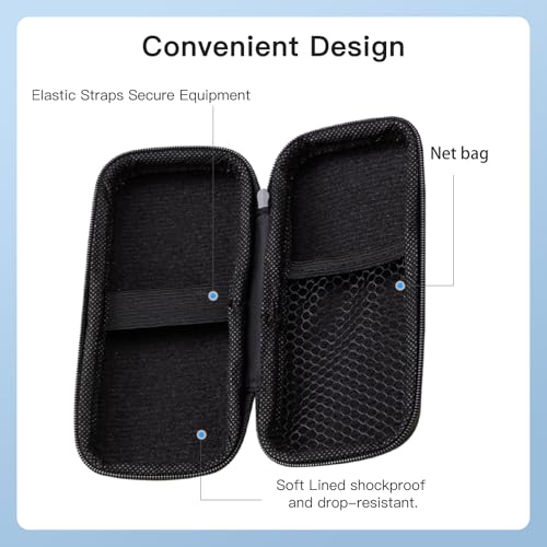 YAJOJO Carrying Case for AYANEO Pocket AIR Mini Handheld Game Console with Lanyard & Carabiner,Hard Shell Cover with Pocket for AYANEO Pocket AIR Mini & Accessories ,Shockproof(Black)