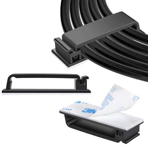 XHF 80 PCS Self Adhesive Cable Clips(XL) Black,Wire Clips Cable Management Wire Organizer Cord Holder for Under Desk, Car, Wall, TV PC Ethernet Cable - color: Black, size: XL-80PCS
