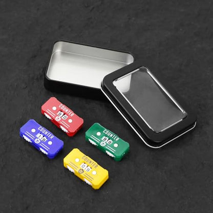 4Pcs MTG Life Counter with Metal Box, Health Tracker Life Counter for MTG Magic Card Games Accessories Tabletop RPG D&D CCG TCG Board Games - color: A Color-4pcs