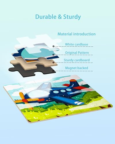 Magnetic Puzzles for Kids, Travel Puzzles Games for Kids Ages 3-5, Jigsaw Puzzle Book Activities Toy for Boys Girls Ages 3 4 5 in Car, Learning Magnet Toys for Road Trip (Airplane) - style: Level 1 Vehicle